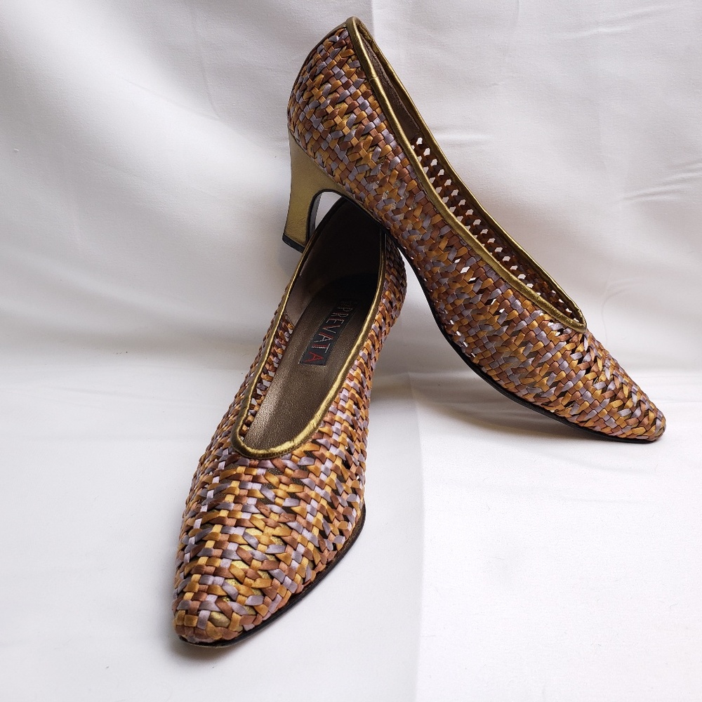 Prevata 9AA Mesh Woven Heels Leather Dress Heel